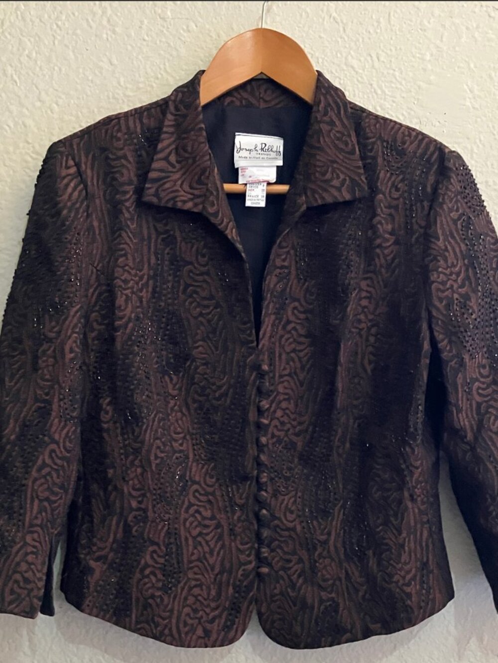 Vintage Joseph Ribkoff Animal Trapeze Elbow sleeve Jacket Style 42886 size 8
